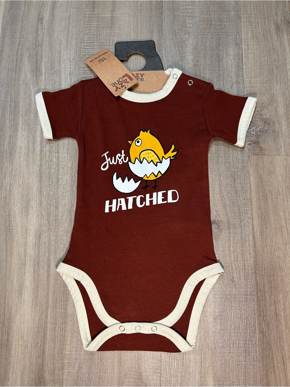 Lazy One "Just Hatched" One-Piece Bodysuit - Brown with Cream & Yellow